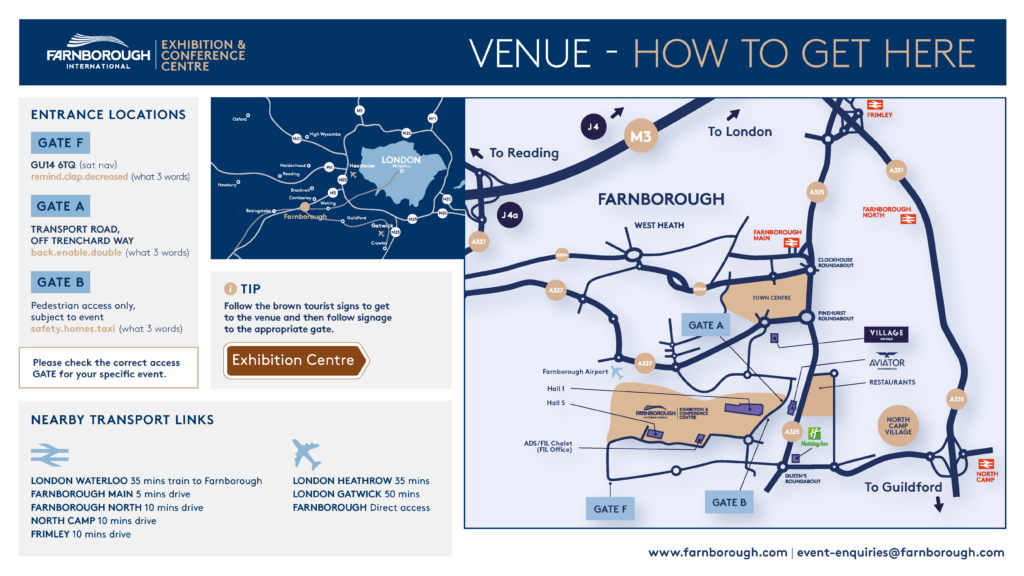 Map of Farnborough International Airshow 2024 Air & Space shows